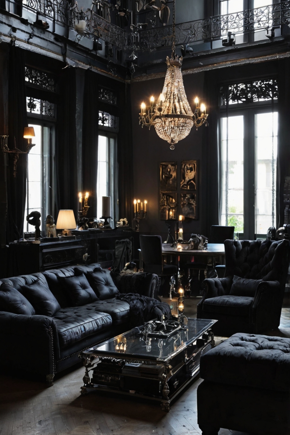 Gothic living room decor, Gothic furniture, Dark home accessories, Gothic interior design, Macabre home decor