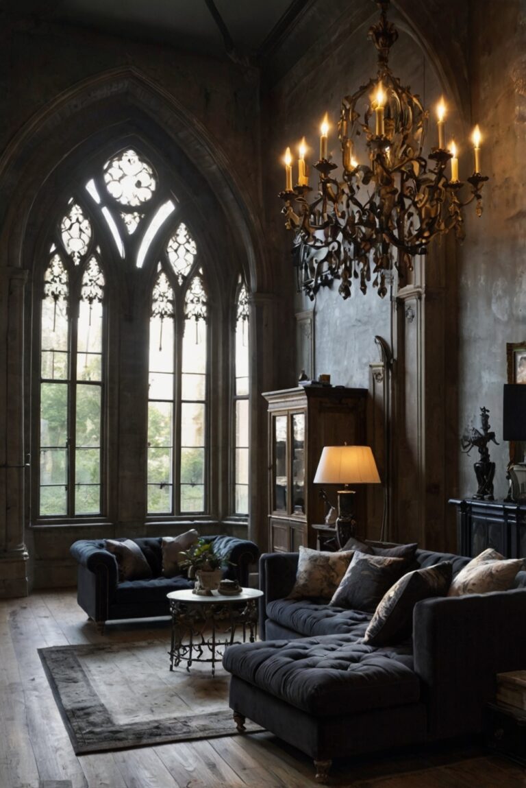 Gothic home decor, Gothic interior design, Dramatic living room, Gothic furniture, Dark living room