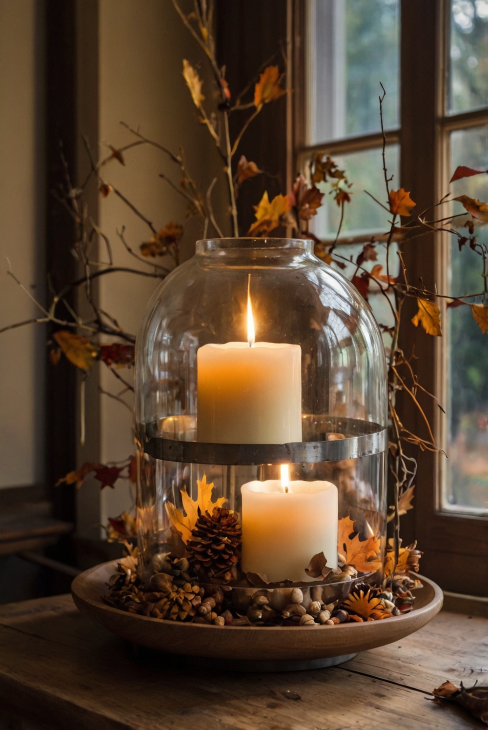 Fall home decor, autumn decorations, cozy interior design, seasonal home accents, elegant fall themes